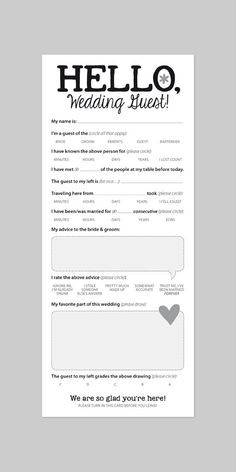 WEDDING GUEST CARD — Funny Marriage Advice Card for Reception ...