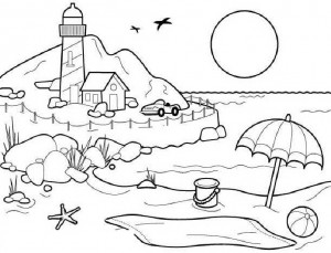 Free Beach Quote Printable Stencils | beach scene coloring pages Beach ...
