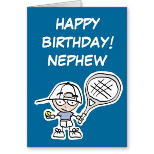 Nephew Birthday card with little tennis boy