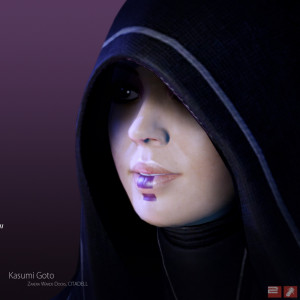 mass effect kasumi goto hood face female quote look character