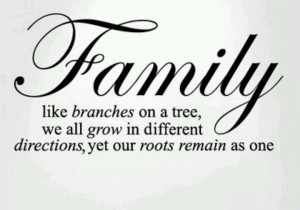 Family like branches on a tree, we all grow in different directions ...