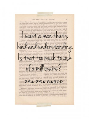 funny love quote dictionary print - Zsa Zsa Gabor Millionaire quote ...