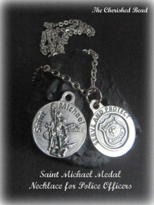 Catholic Saint Michael Medal Necklace for Police Officers - Reversible ...