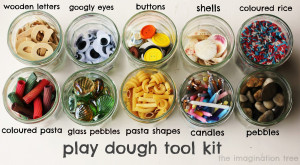 List of additional extras needed to create a play dough free play kit!