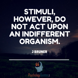 Stimuli, however, do not act upon an indifferent organism.J Bruner