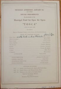 1925 Autograph MET Tosca Opera Program MARIA JERITZA