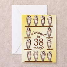 38th birthday with curious owls. Greeting Cards for