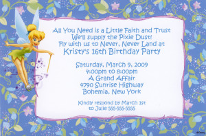 Tinkerbell Floral Birthday Invitation