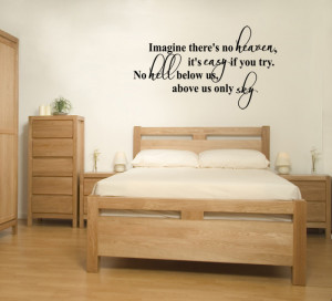 Black Imagine (John Lennon) Lyric wall decal in a bedroom
