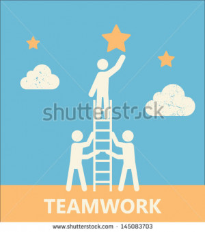 Teamwork and Cooperation Motivational Poster. Contains clipping mask ...