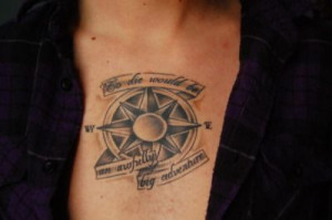 Peter Pan quote and compass tattoo. Beautiful.