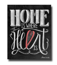 Home Is Where The Heart Is Home Decor Wedding Decor Chalkboard Art ...