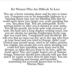 For women who are difficult to love