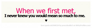 When we first met, I never knew you would mean so much to ... | Quotes