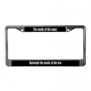 ... Gifts > Mr Spock Auto > Star Trek Spock Quote License Plate Frame