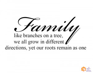 Family, like branches in a tree, we all grow in different directions ...