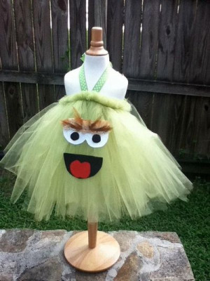 Oscar the Grouch Costume Tutu Dress for halloween or dress up playtime