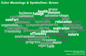 ... Green has strong emotional correspondence with safety. Dark green is