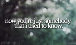 ... used to love but now hate. Somebody That I Used To Know by Gotye