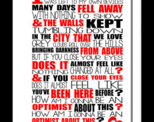 Pompeii. 8x10 picture moun t & Print Typography song music lyric ...