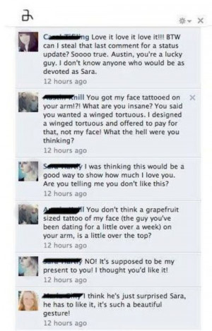 Girl tattoos boyfriend of 1 week on her arm. The most epic facebook ...