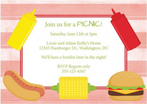 Picnic Invitation BBQ Barbeque Invite DIY by CowPrintDesigns, $8.00