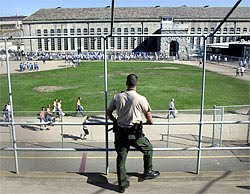 ... yard at folsom state prison california built 21 prisons and tripled