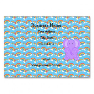 Cute baby purple elephant rainbows business card templates