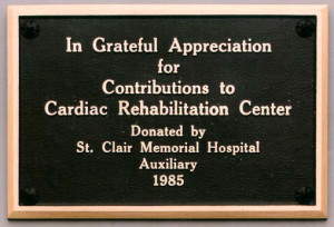 contributor recognition plaque cardiac rehabilitation center