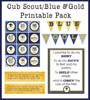Free Printable Blue & Gold/Cub Scout Printable pack. Includes cupcake ...