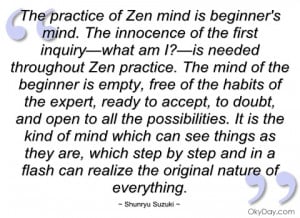 The practice of Zen mind is beginner's
