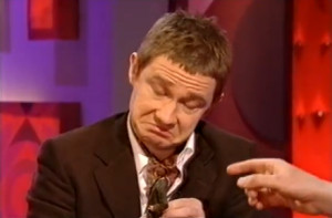 Martin Freeman playing with his Hitchhiker’s Guide to the Galaxy ...