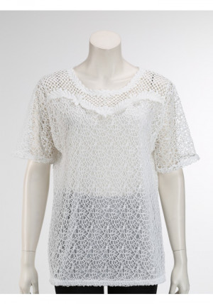 Netted Crochet T-Shirt, White