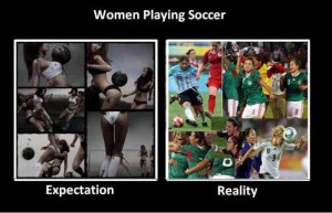 Women playing soccer