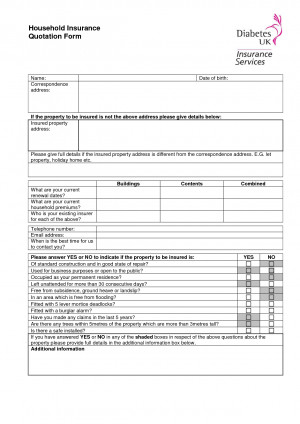 the Home Insurance Quote form Word HOUSEHOLD QUOTE FORM by MikeJenny