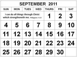 ... this Free Christian Monthly Calendar 2011 September with Bible verses