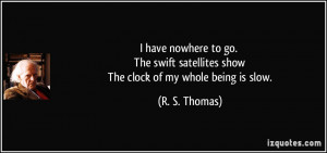 ... satellites show The clock of my whole being is slow. - R. S. Thomas