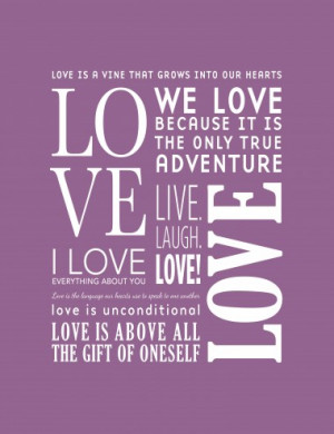 The Love Canvas Purple - Photo Canvas Print for Motivation, Quotes ...