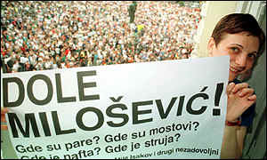 Down with Milosevic!': Protest rallies are increasing in size