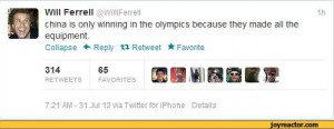 Will Ferrell gWilllFerrellchina is only winning in the Olympics ...