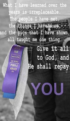 Give it all to god and he shall repay you More