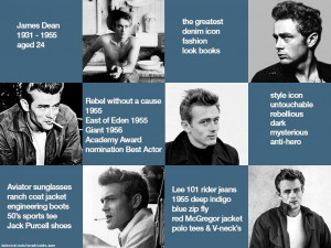 James Deans denim icon and fashion look books Kenneth buddha Jeans