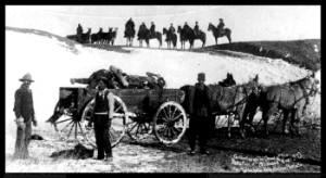 Native Americans being carted away in the name of Manifest Destiny.