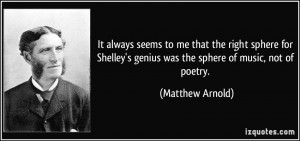 It always seems to me that the right sphere for Shelley's genius was ...