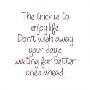 The trick is to enjoy life dont wish away