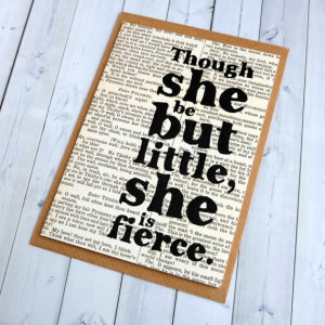 Shakespeare Quote Funny Greetings Card 'though she be but little' new ...