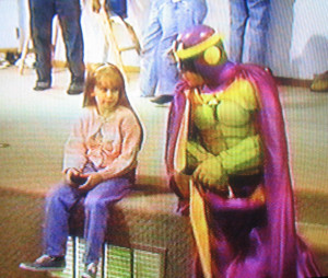 bibleman talks to the girl well actually he just quotes