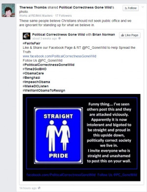 ... shared a Facebook post on Wednesday calling for “Straight Pride
