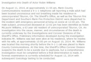 Robin Williams: Policía difundió comunicado sobre muerte del actor