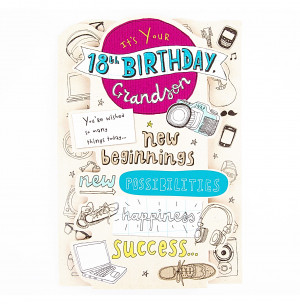 Happy Birthday Grandson Verses Grandson 18th sketched icons